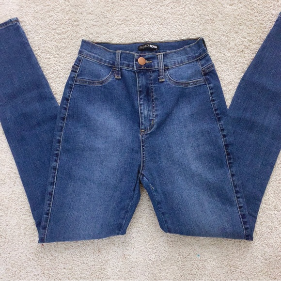 FASHION NOVA Blue Jean Denim High Waist Skinny Jeans Pants Size 7 - Picture 5 of 9